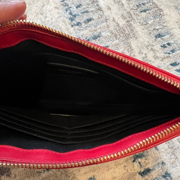 Saint Laurent YSL Cassandre Matelassé Red Small Leather Pouch Wristlet - Picture 3 of 14
